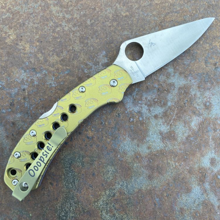 Kyle's MOD "Ralph Wiggum" Custom Delica 4 MOD 2 Titanium Scales VG-10 Blade Deep Carry Titanium Clip